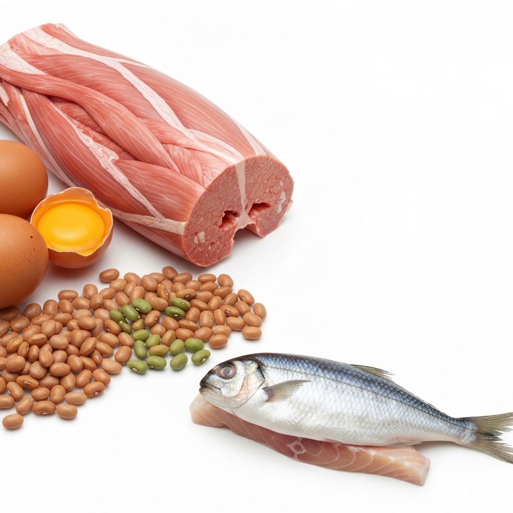 Protein-rich nutritious foods in studio composition
